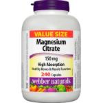 Webber Naturals Magnesium Citrate, 150 mg, 240 капсули, Webber Naturals
