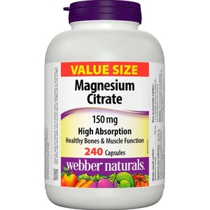 Webber Naturals Magnesium Citrate, 150 mg, 240 капсули, Webber Naturals