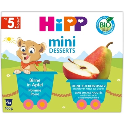 Hipp БИО десерт Круша и Ябълка 4х100г