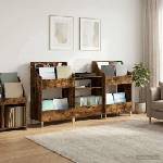 vidaXL Комплект медийни рафтове 3 бр. Опушен дъб 212 x 46 x 112 cm (3434655)