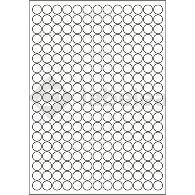 Labelea Samolepiace etikety kruh 14x14 mm biele papierové, odlepiteľné, na hárku A4, pre laserovú a atramentovú tlač, Farba etikiet Biela, Počet hárkov v balení 100 EPN999014W247S