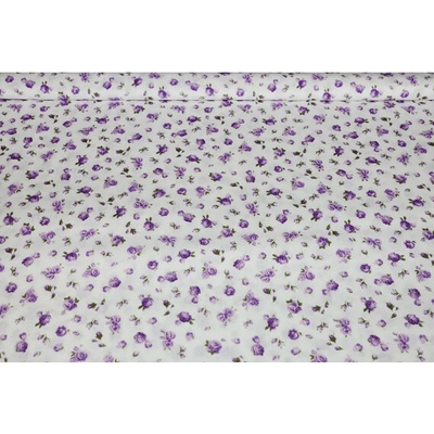 MADE IN ITALY Bavlnená látka Fialové ružičky Fialová Šírka 140 cm