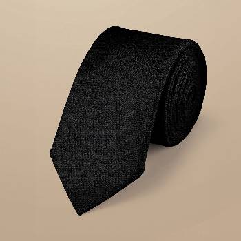 Charles Tyrwhitt Slim Silk Tie - Black Първокласна копринена вратовръзка Вратовръзки