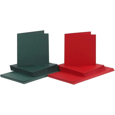 Creativ Company Přaní a obálky 15 × 15 cm (230 g/m2, 50 ks) - červené a zelené