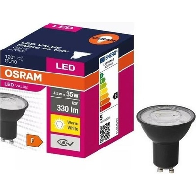 Ledvance LED Žiarovka VALUE PAR16 GU10/4,5W/230V 2700K 120° čierna Ledvance P225229