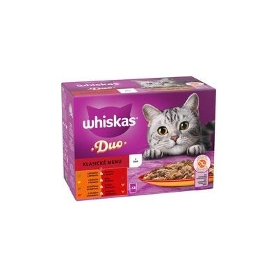 Whiskas Duo klasik jehněčí s kachnou kuřecí zvěřina s krůtou hovězí s drůběžím v želé 12 x 85 g