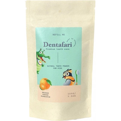 Dentafari Orange & Green Tangerine zubní prášek pro děti Refill 100 g