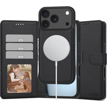 Tech-Protect Magsafe Кожен Калъф с Джобове за iPhone 17 Pro Max, Tech-Protect Wallet Book Case, Черен (5906302330409)