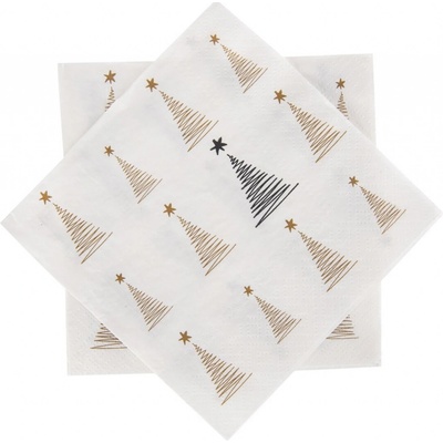 Orion Servírovací ubrousky STROMEK papír bílá, zlatá, černá 33x33cm