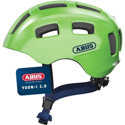 ABUS Youn-I 2.0 bicycle helmet - with light for children, teenagers and young adults - for girls and boys - green (sparkling), size M - 40161