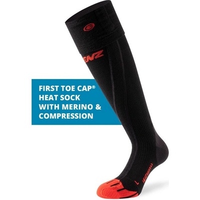 Lenz Vyhrievané ponožky Heat Socks 6.0 Toe Cap Merino Compression Black