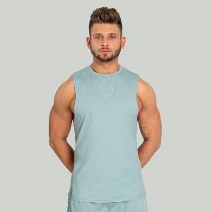 GymBeam STRIX Мъжки топ Essential Cut-Off Tank Top Stone Blue XXL