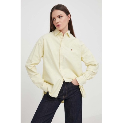 Ralph Lauren Памучна риза Polo Ralph Lauren дамска в жълто със свободна кройка с класическа яка 211931064 (211931064)