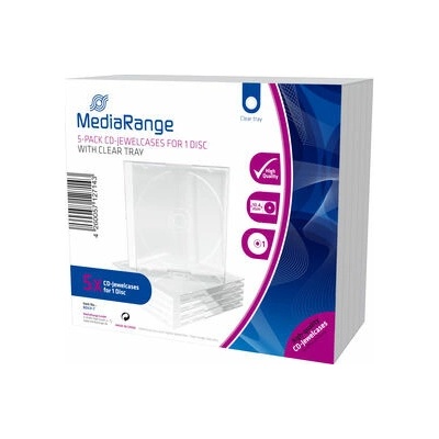 Obal 1CD jewel čirý tray 10,4mm Mediarange - 5-pack BOX31-T – Zbozi.Blesk.cz