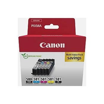 Canon PGI-580/CLI-581 PBK/C/M/Y Pigment + Ink Cartridge Multi Pack (2078C007AA)