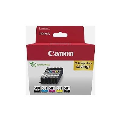 Canon PGI-580/CLI-581 PBK/C/M/Y Pigment + Ink Cartridge Multi Pack (2078C007AA)