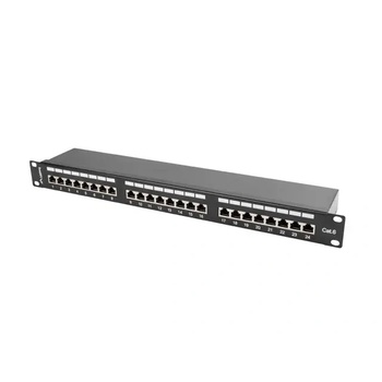 Lanberg Пач панел, Lanberg patch panel 24 port 1U CAT. 6 shielded, black (PPS6-1024-B)