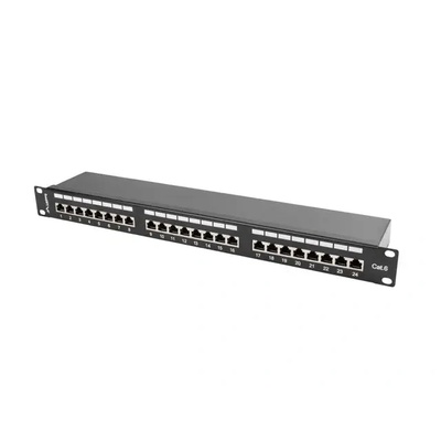 Lanberg Пач панел, Lanberg patch panel 24 port 1U CAT. 6 shielded, black (PPS6-1024-B)