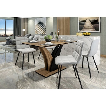 ЕВРОМАР Разтегателна трапезна маса neptun дъб артизан / черно