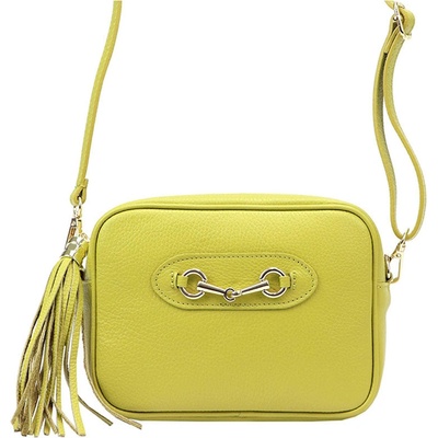 Kožená limetková jednozipová crossbody kabelka se zlatými doplňky