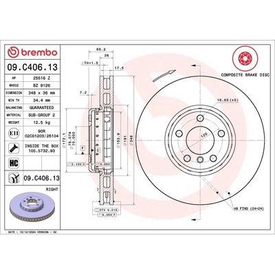 Brzdový kotúč BREMBO 09.C406.13