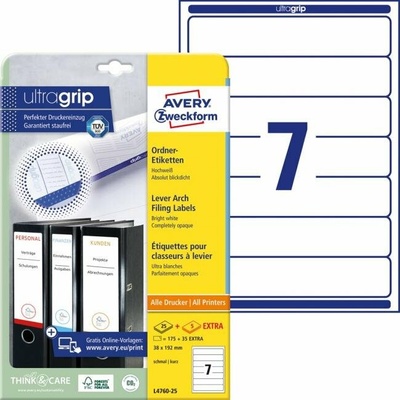 avery zweckform Etikety univerzálne na zakladače 38 x 192 mm Avery A4 25+5 hárkov
