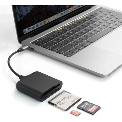 HYPER by Sanho HyperDrive USB-C Pro Card Reader - четец за microSD, SD и CF карти памет за мобилни устройства с USB-C (черен)