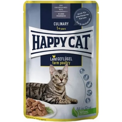 Happy Cat MIS Culinary Farm Poultry - паучове за котки, с месо от домашни птици, 85 гр, Германия - 70622