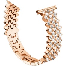 Lige Lesklý kovový řemínek s kamínky šířka 22mm / rose gold 660988