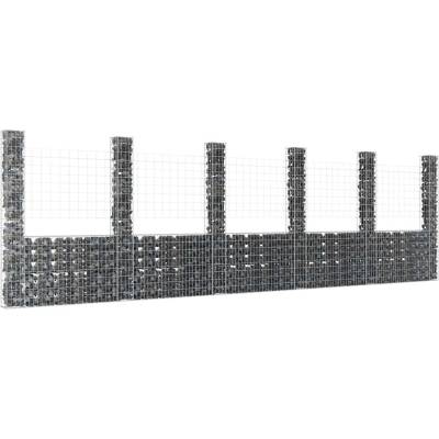 vidaXL Gabionový koš ve tvaru U se 6 sloupky železo 620 x 20 x 200 cm