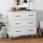 vidaXL Сайдборд с 3 чекмеджета бял 77x40x79, 5 см масивно дърво OSLO (350981)