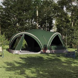 vidaXL Семейна палатка за 10 души Зелен и сив 460 x 430 x 214 см (42004080) Палатка