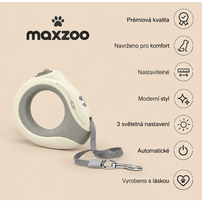 MAXZOO Samonavíjecí vodítko pro psy s LED osvětlením