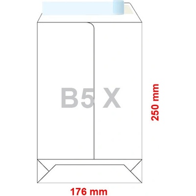 Obálky B5 X 176 x 250 mm dno tašky bílé, samolepicí, krycí páska