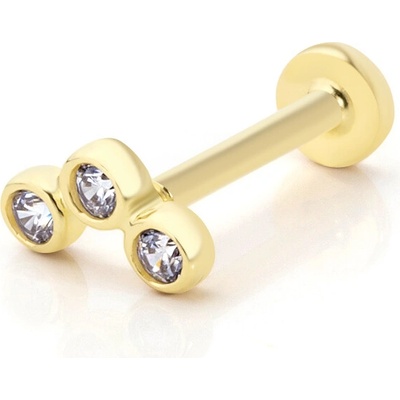 Lillian Vassago Elegantný zlatý piercing labreta so zirkónmi LLV92-GPI009LB
