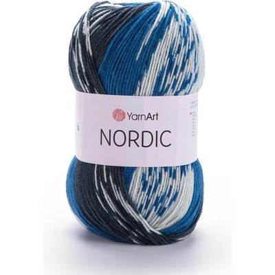 Yarn Art příze Nordic 662 antracit, modrá a krémová