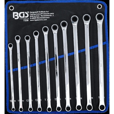 BGS technic Očkové ráčnové klíče 10 ÷ 19 mm extra dlouhé Sada 10 dílů BGS107239
