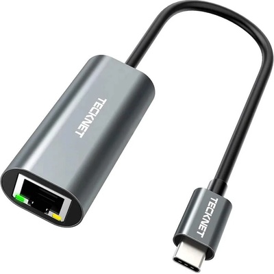 TeckNet ECR01799GA01 USB-C with Ethernet Adapter - адаптер USB-C към Ethernet за компютри с USB-C порт (тъмносив)
