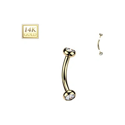 Šperky4U Zlatý piercing do obočí 1,2 x 6 mm, Au 585/1000 ZL01285-1206