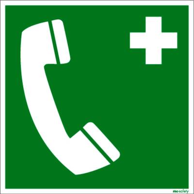 Značka Núdzový telefón, ISO 7010, hliník, fotoluminiscenčná, 150 x 150 mm, 10 ks