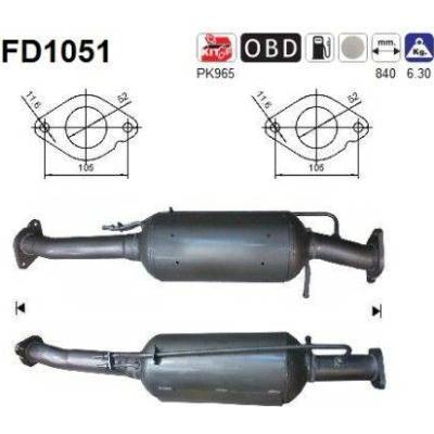 Filtr sazových částic, výfukový systém AS FD1051