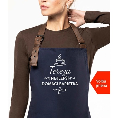 Kariban HobbyTriko Baristická zástěra EXCLUSIVE se jménem Nejlepší domácí baristka Tmavě modrá