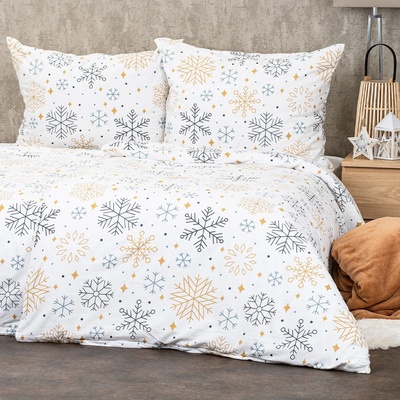4Home flanel obliečky Frosty snowflakes 140x220 70x90