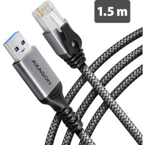 AXAGON ADE-AM15 USB-A Gigabit Ethernet адаптер с вграден мрежов кабел CAT6 RJ-45, 1, 5 м, черен (ADE-AM15)