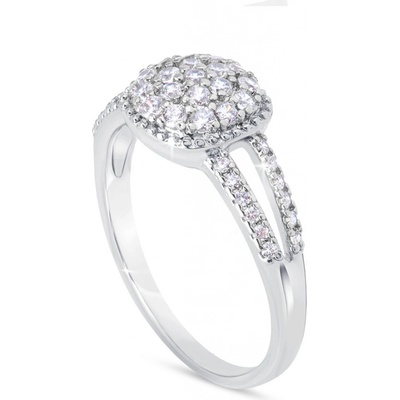 Biju Rhodiovaný prstýnek se zirkonem zdvojený 4000424