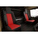 Комплект 1+1 тапицерия от еко кожа за man tgx euro 6 2021+ - червено-черно