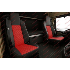  Комплект 1+1 тапицерия от еко кожа за man tgx euro 6 2021+ - червено-черно