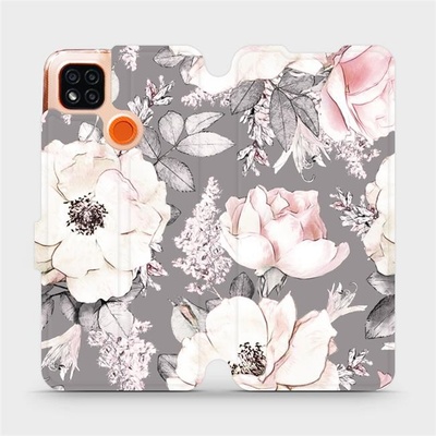 Pouzdro Mobiwear parádní flip Xiaomi Redmi 9C - MX06S Květy na šedém pozadí