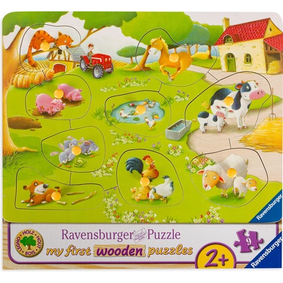 Ravensburger Дървен пъзел Ravensburger от 9 части - Ферма (03683)