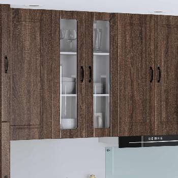 vidaXL Стенен стъклен шкаф LUCCA Кафяв дъб 60 x 31 x 100 см (885182)